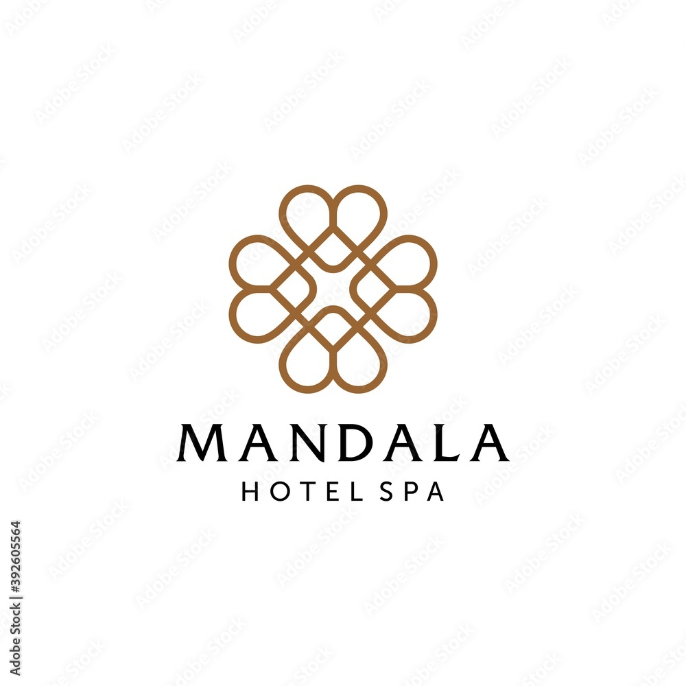 Abstract mandala flower swirl logo icon vector design. Elegant premium clover leaf ornament vector logotype symbol.