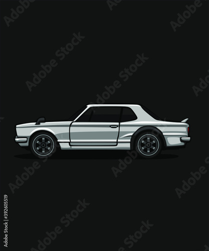 Editable Car Cartoon Vector Illustrated simple side view © Turbokawaii