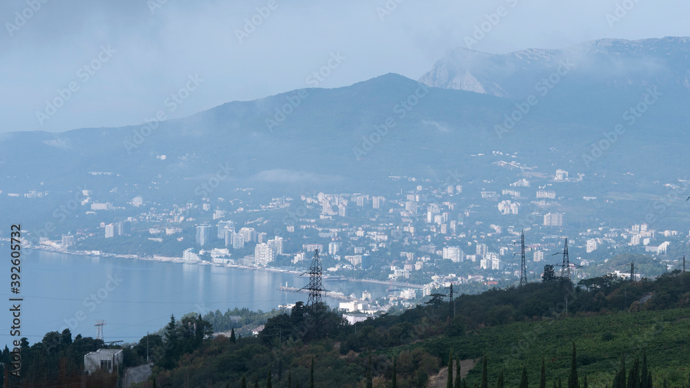 view to Yalta in the cloudy morning