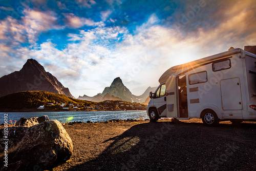 Fotografiet Family vacation travel RV, holiday trip in motorhome