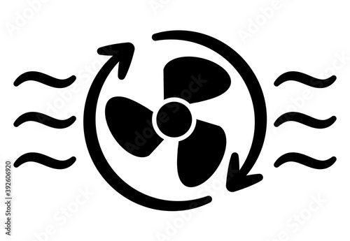 換気扇や換気イメージのアイコン　モノクロ　　airflow  circle icon