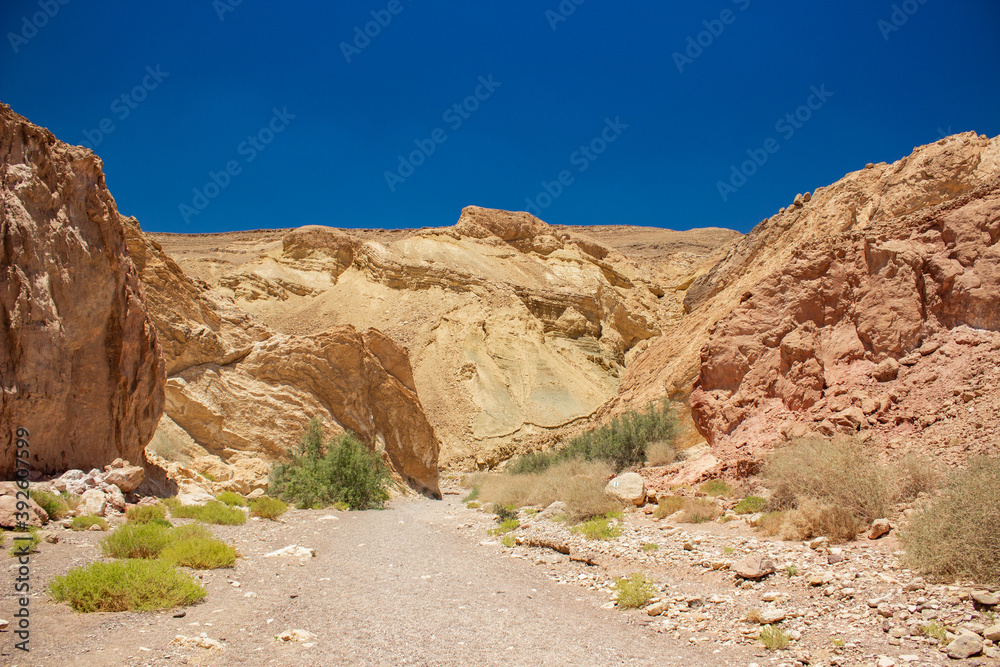canyon desert environment space picturesque wilderness landscape scenic view dry clear weather summer day time in Middle East region Earth