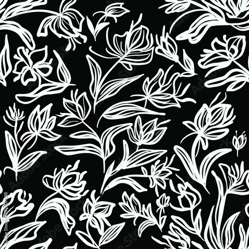 Trendy contrast herbal seamless pattern 