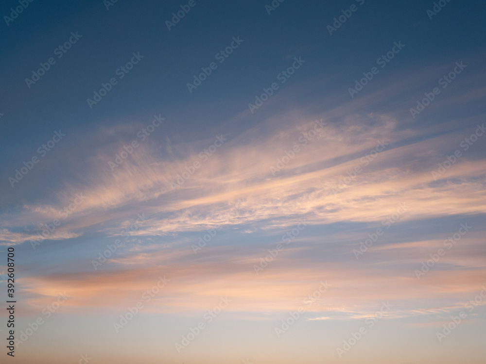 Blue sky, sunrise, sunset, clouds abstract texture background