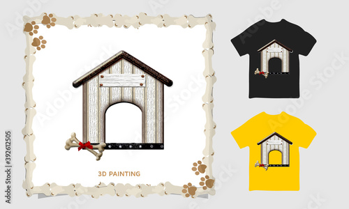 3d dog painting t-shirt vector design, dog house, orkie Mom Dog Lover T-Shirt photo