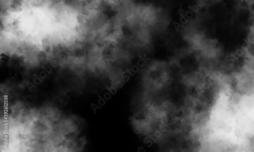abstract gray and white smoke overlays realistic explosion dust and white natural effect pattern on black.