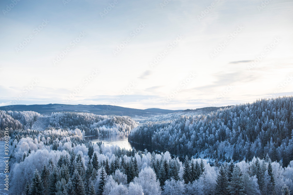 Winter mountain landscape - Indalsälven - Sweden Winter mountain landscape - Indalsälven - Sweden