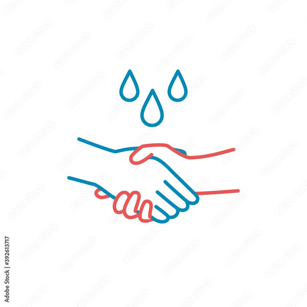 Wash your hands after meeting. Pandemic concept. Colored lines vector illustration.