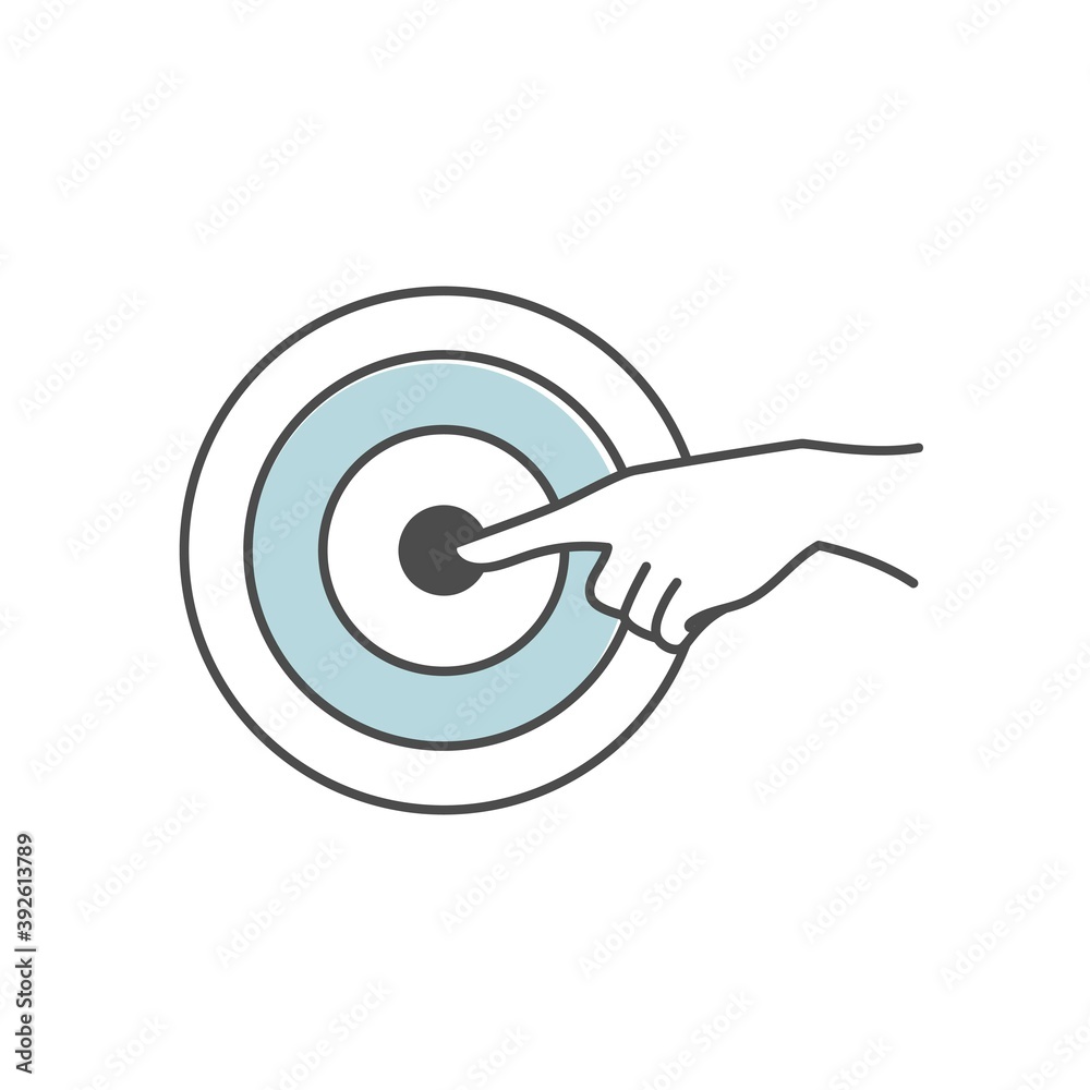 Hand drawn vector illustration of hand pointing to target. Hand drawn vector illustration of hand pointing to target.