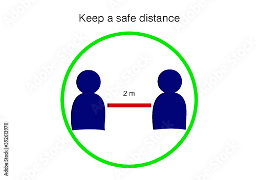 CMYK Social distancing icon. Staying safe by keeping a safe distance between people. Corona virus epidemic sign. Preventive measures. Prevention sign