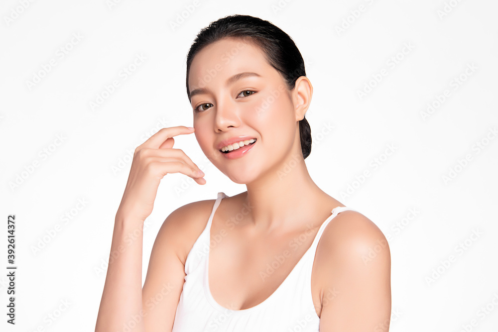Beautiful young asian woman with clean fresh skin on white background, Face care, Facial treatment, Cosmetology, beauty and spa, Asian women portrait Beautiful young asian woman with clean fresh skin on white background, Face care, Facial treatment, Cosmetology, beauty and spa, Asian women portrait