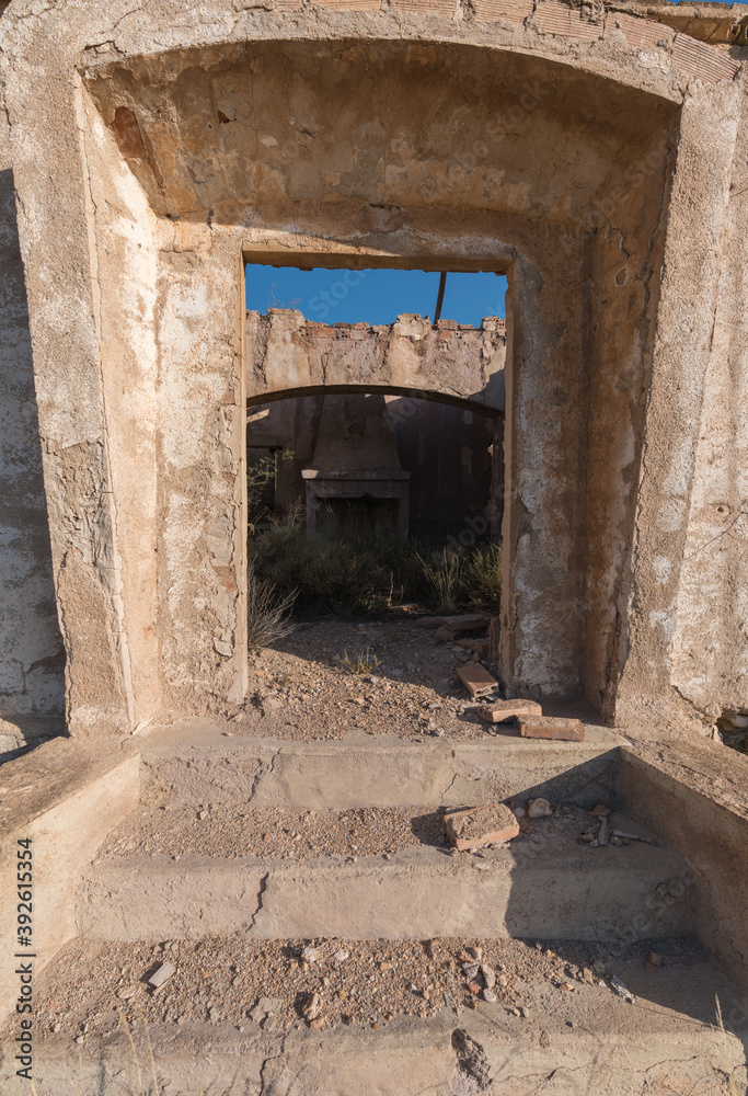 Entrance to an old house of a mining complex in southern Spain