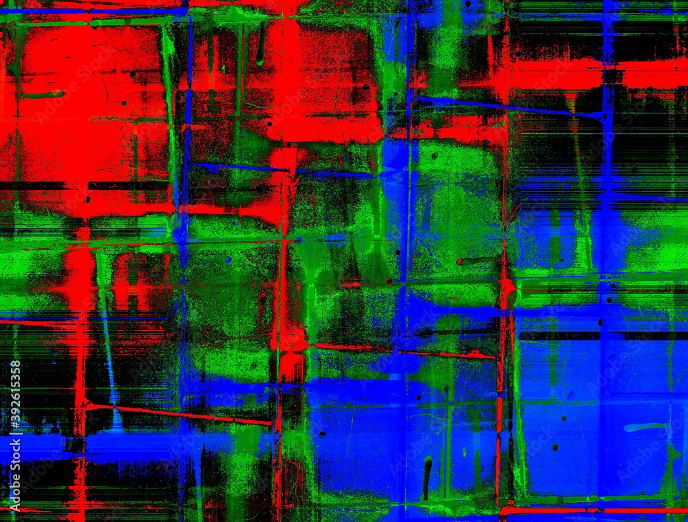 Naklejka premium Abstract background. A striking illustration in a combination of red, black, blue and green.