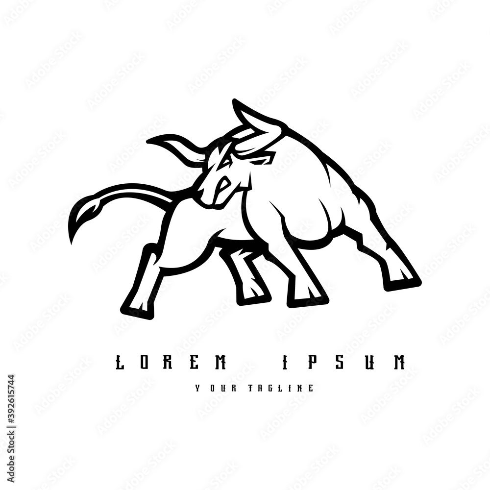 bull logo black and white version Design vector template Illustration bull logo black and white version Design vector template Illustration