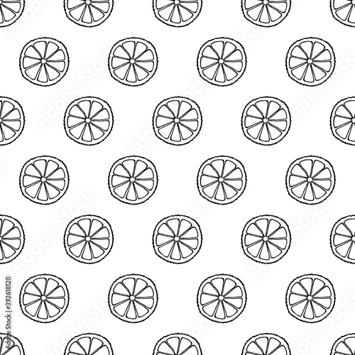 Seamless pattern with hand drawn fruits elements orange. Vegetarian wallpaper. For design packaging, textile, background, design postcards and posters.