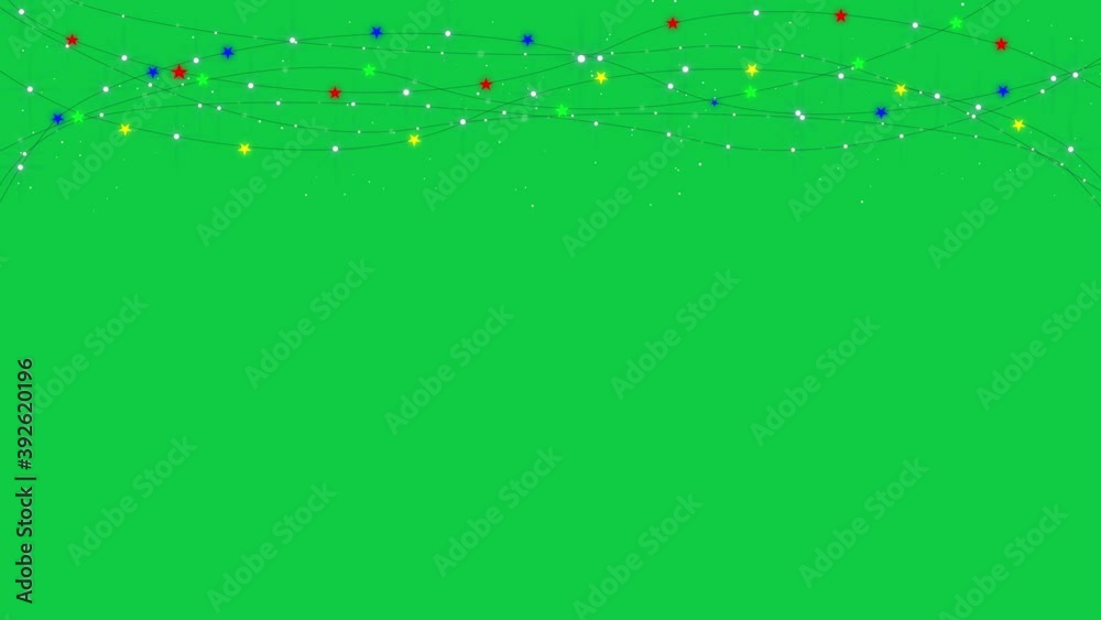 christmas string lights on a green screen background animation footage,colorful lamps,light show for new year design