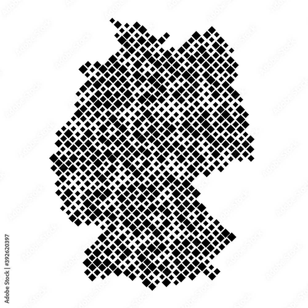 Obraz premium Germany map from pattern of black rhombuses of different sizes. Vector illustration.