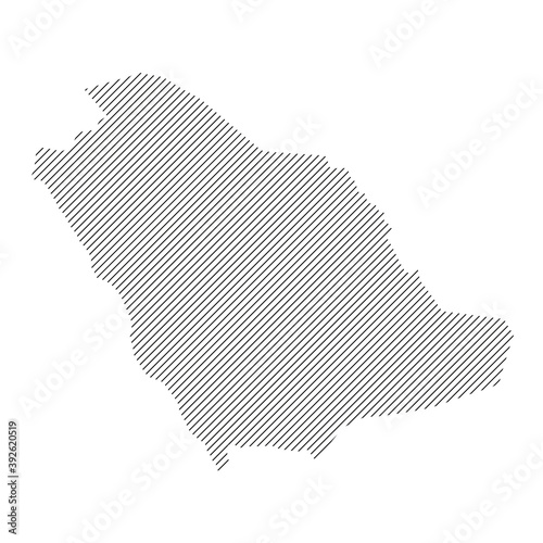 Saudi Arabia map from pattern of black slanted parallel lines. Vector illustration.