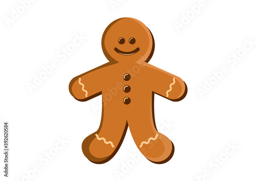 Christmas cute cookie gingerbread man with icing icon vector. Gingerbread man icon isolated on a white background. Christmas cookie gingerbread man vector