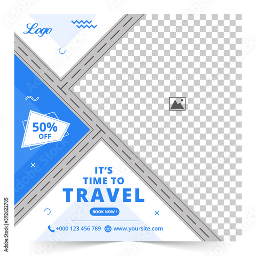 Travel tours social media banner Premium template