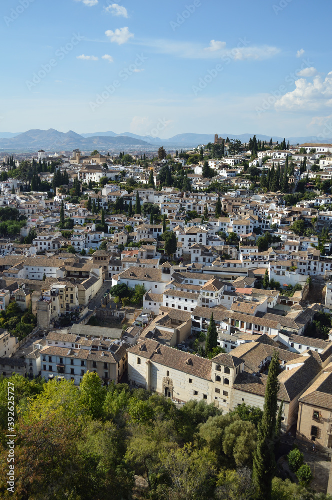 Albaycin Old Town Moorish Quarter Seen from the Alhambra in Granada, Spain