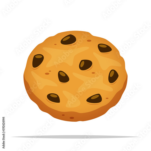 Chocolate chip cookie vector isolated illustration