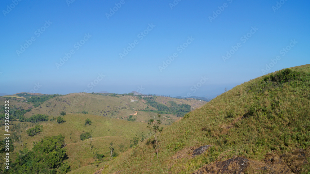 Top of a hill with full of grass in vagamon, Kerala, India