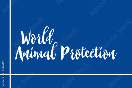 World Animal Protection. Handwritten Font White Color Text On Blue Background