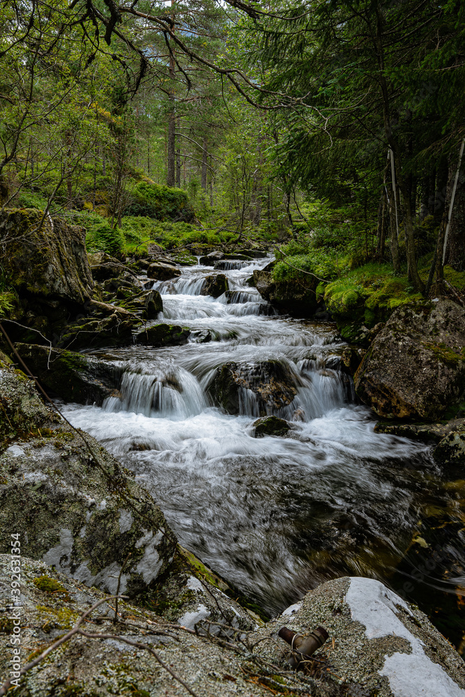 Stream of a creek with cascades