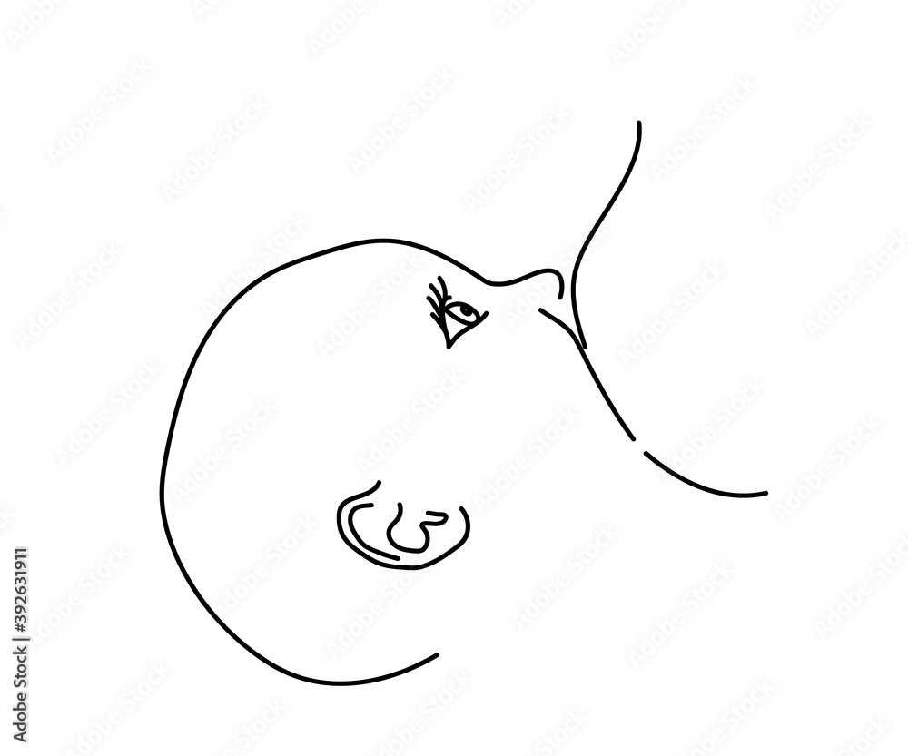 The baby is drinking breast milk. Sketch. Vector illustration. The baby is drinking breast milk. Sketch. Vector illustration.