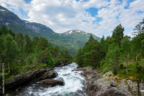 Huge waterfall with its river © Fridimedia