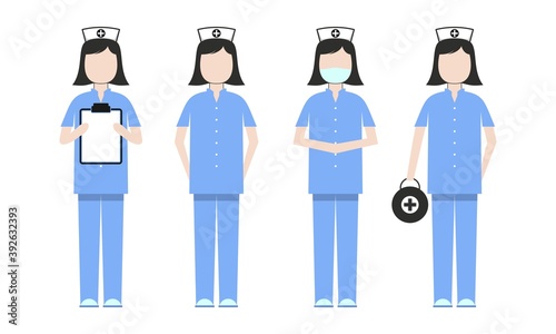 Woman nurse cartoon set illustration vector design