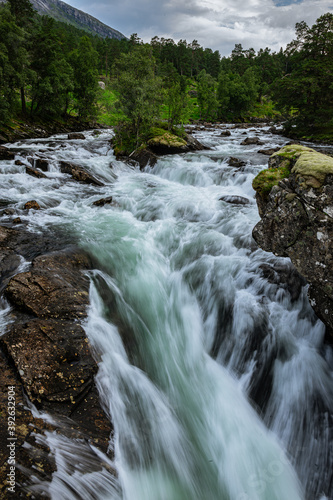 Huge waterfall with its river