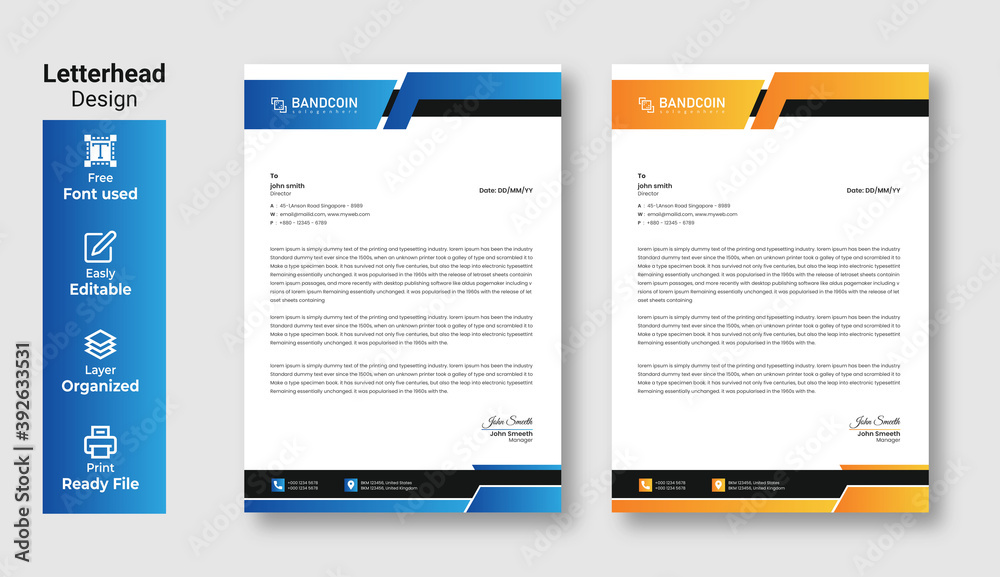 professional letterhead modern creative & clean business style letterhead bundle of your corporate project design.