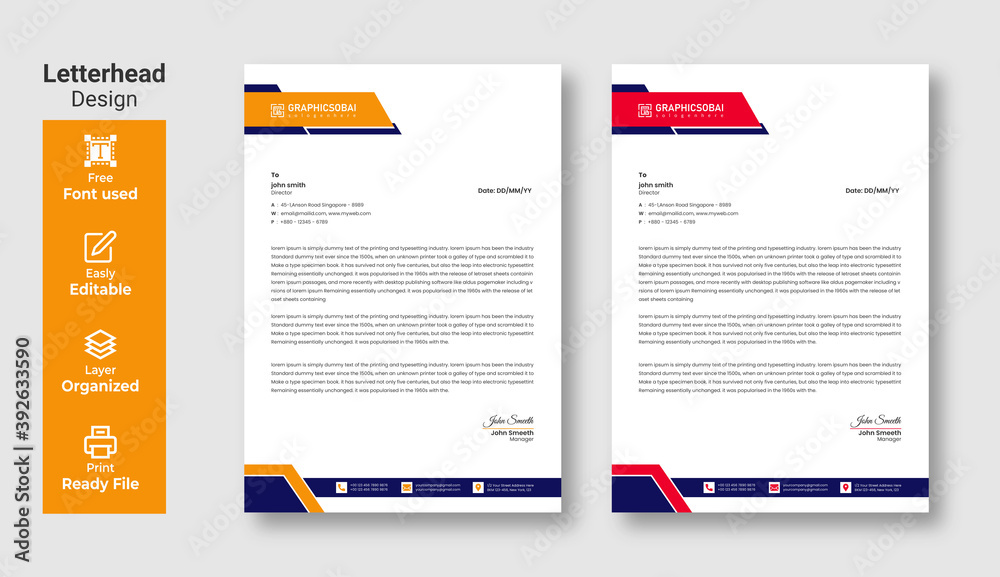 Obraz premium professional letterhead modern creative & clean business style letterhead bundle of your corporate project design.