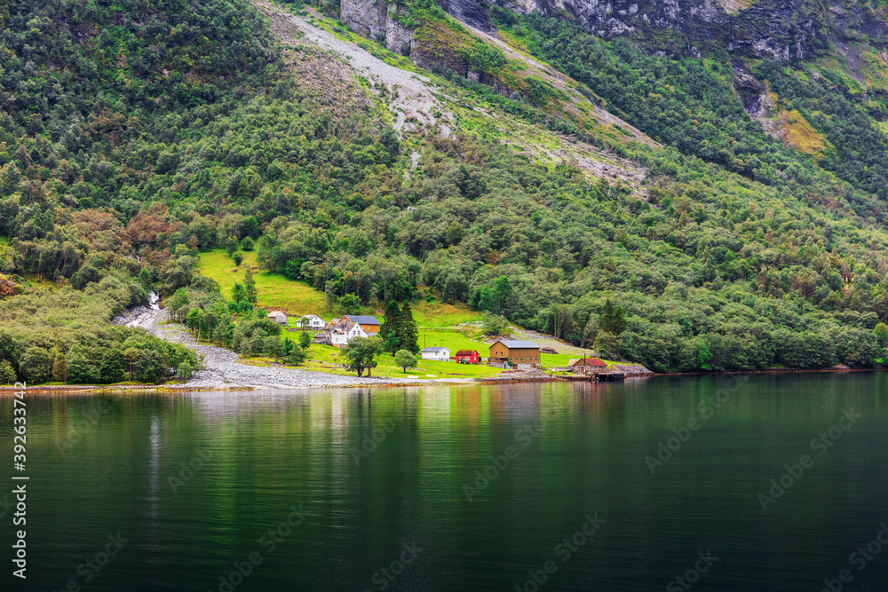 small village by fjord, Norway