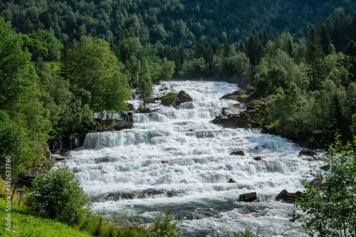 Waterfall Vallestadfossen in southern Norway photo