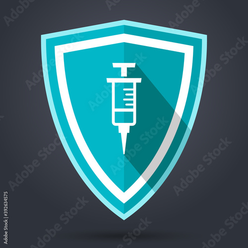 Impfspritze mit Schutzschild - medizinischer Icon