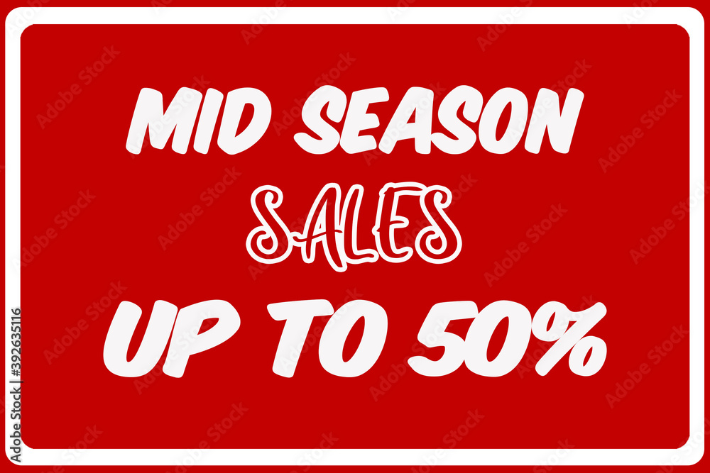 mid season sale red sign for a shop window