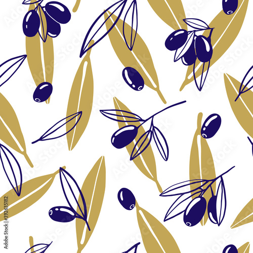olive vector pattern with twigs and leaves