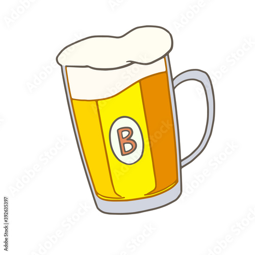 ジャンクフードのイラスト、ビール、カラー