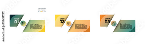 3-step vector design is explained and displayed in a proportioned way through a rectangular design present information and ideas. infographic.