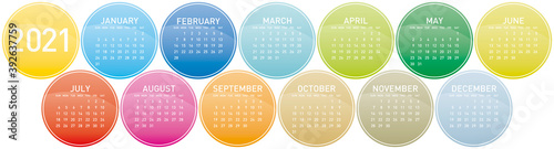 Colorful Circles Calendar for Year 2021