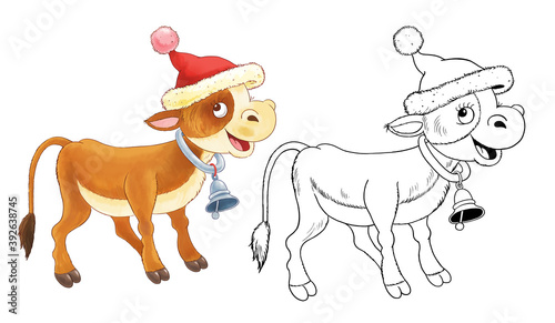 New Year 2021. Christmas. Illustration for children. Cute and funny cartoon characters