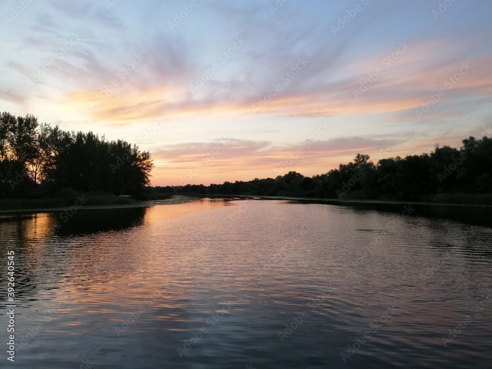 sunset over the river