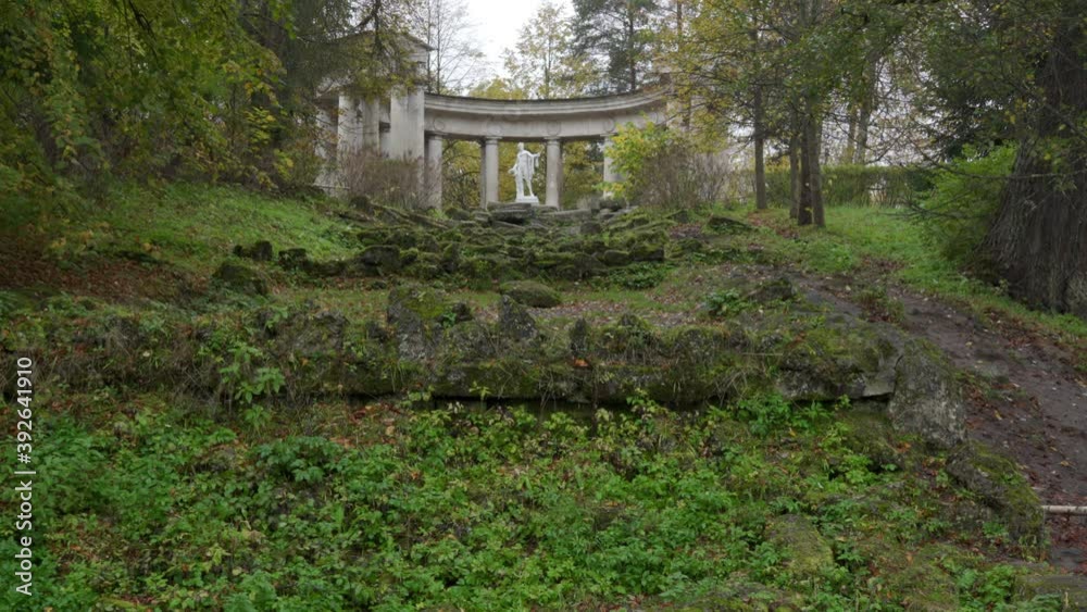 Pavlovsk Park in autumn, St. Petersburg, Apollo Colonnade, landmark of the Russian culture near Saint Petersburg. Pavlovsk Park in autumn, St. Petersburg, Apollo Colonnade, landmark of the Russian culture near Saint Petersburg.