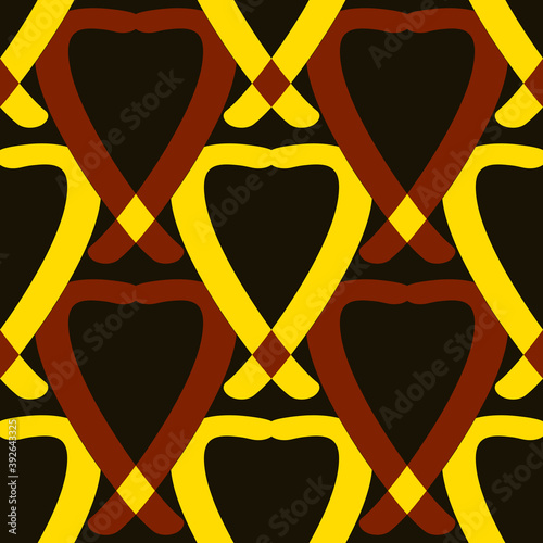 Bright seamless pattern with geometric elements on a brown background.