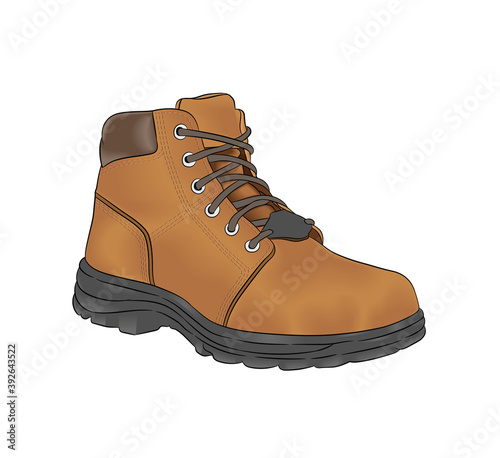 Light brown boot shoes vector illustration