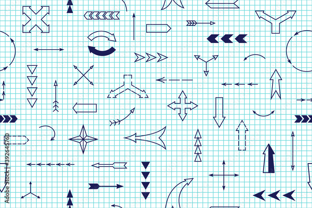 arrows. seamless pattern with blue icons.
