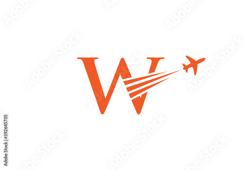 Initial Air Travel Logo Design with W letter. W letter Concept air plane and travel logo.